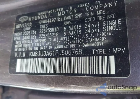 2014 Hyundai Tucson Limited z USA, uszkodzony, nr VIN KM8JU3AG1EU806768